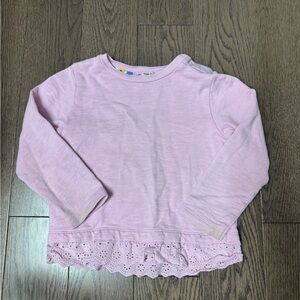 Mini Boden Light Pink Eyelet Hem Sweatshirt size 2/3